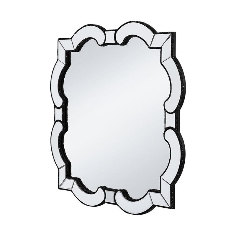 HomeRoots 32" Clear Scalloped Glass Framed Accent Mirror image number 3