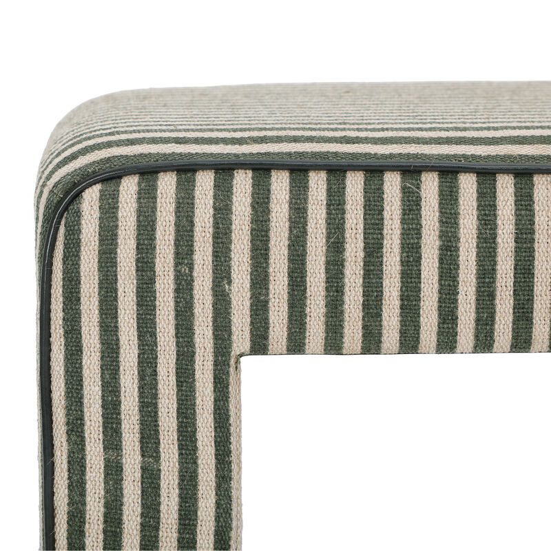 Byron Square Green Stripe Cotton Jute Ottoman image number 3