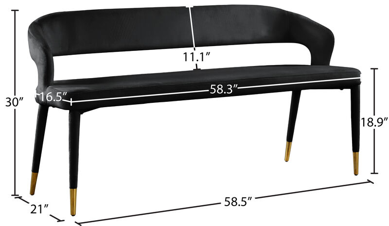 Meridian Furniture Destiny Black Velvet Bench image number 6