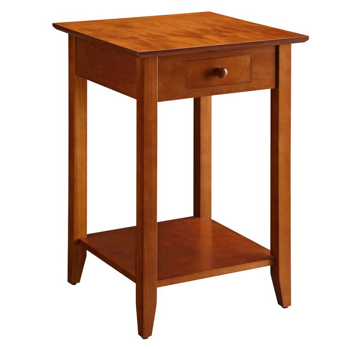 Convenience Concepts American Heritage End Table with Drawer and Shelf, Cherry, 18 in x 18 in x 26 in