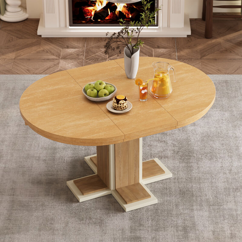 Merax Extendable Dining Table with a Middle Leaf