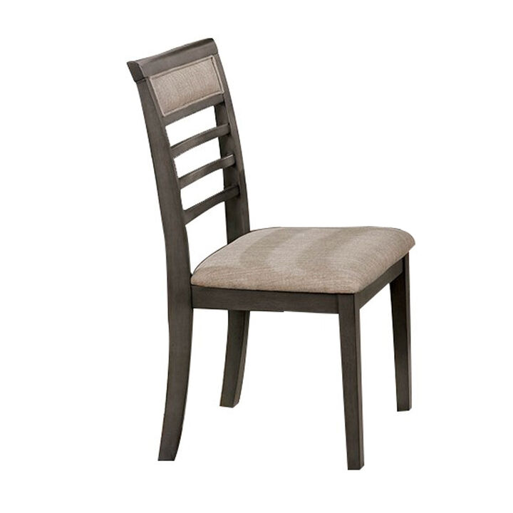 5 Piece Wooden Dining Table Set In Weathered Brown - Benzara