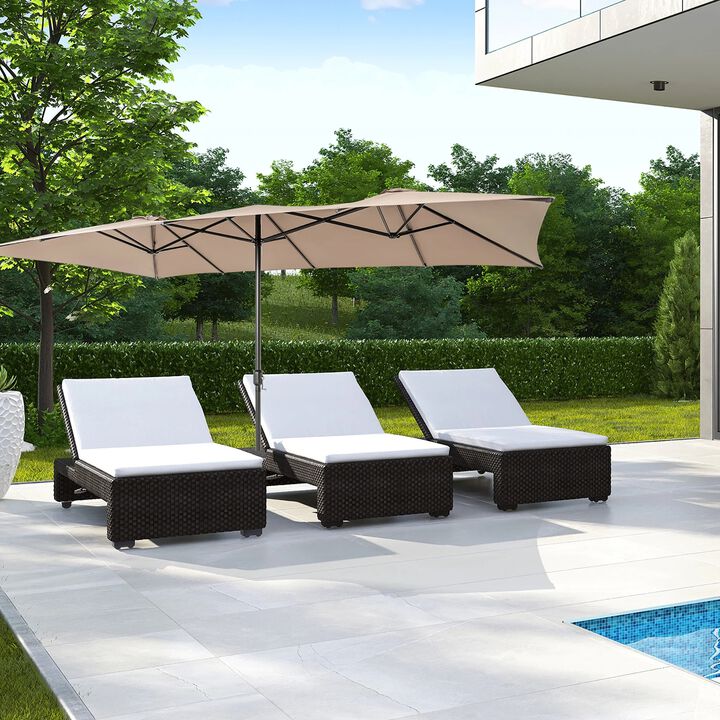 Mondawe 15 Feet Double-Sized Patio Umbrella with Crank Handle and Vented Tops