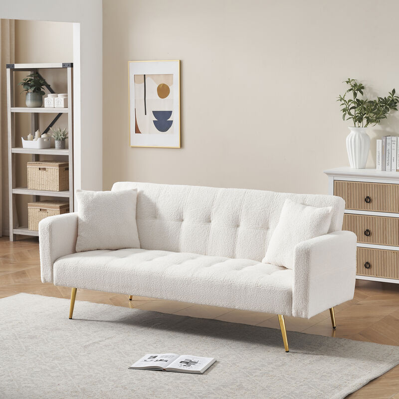 Merax 3 Seater Leather Feel Convertible Sofa Bed Futons image number 1