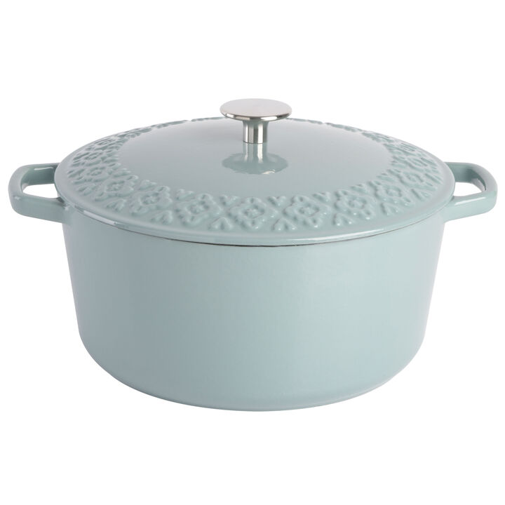 Spice By Tia Mowry Savory Saffron 6 Quart Enameled Cast Iron Dutch Oven with Lid in Mint