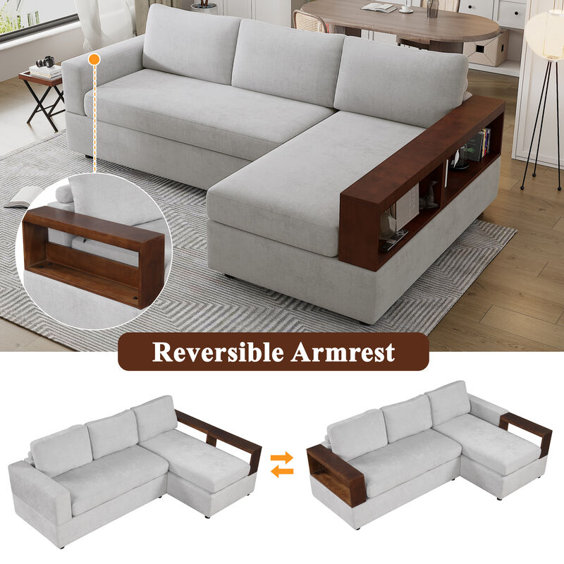 Merax Sectional Sofa Upholstered Sofa Couch with Reversible Armrests