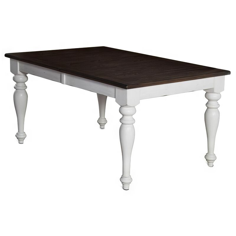 Barb Dining Table, White, Brown Mindi, Mahogany, Extendable 60-84 Inch image number 1