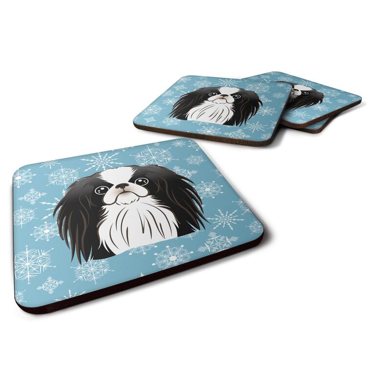 Caroline's Treasures BB1664FC Snowflake Japanese Chin Foam Coasters (Set of 4), 3.5, Multicolor