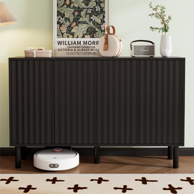 Merax Minimalist Shoe Cabinet  with Fluted Doors