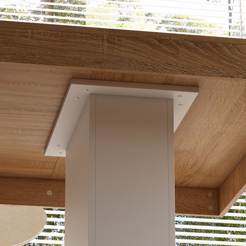 Wooden Grain Color Wood 78.7 in. Width Rectangle Double Pedestal Desk, Meeting Table for 8