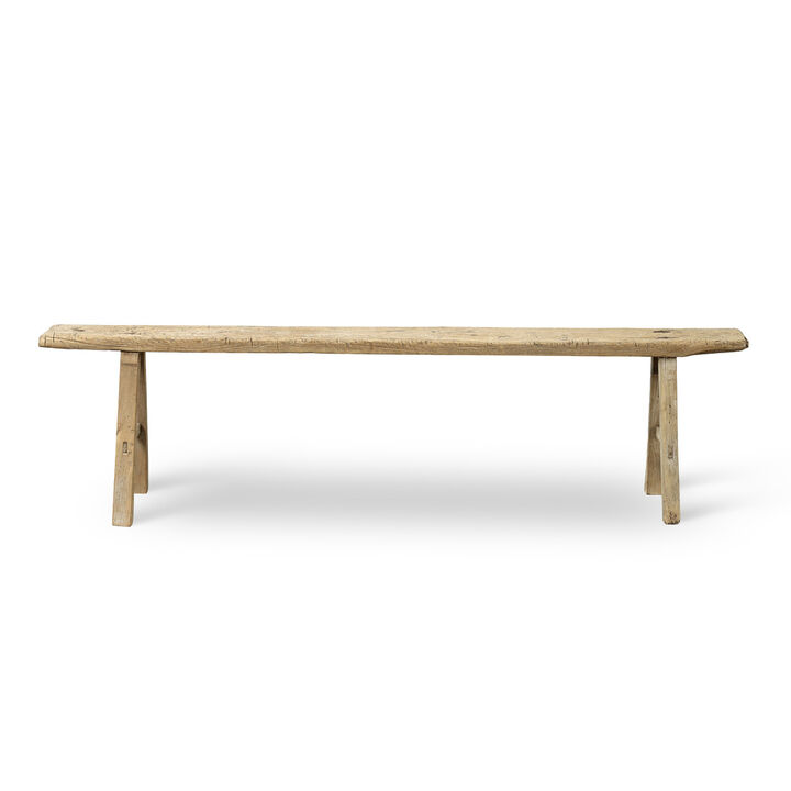 Vintage Solid Wood Entryway Bench in Natural Wood