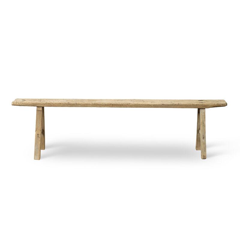 Vintage Solid Wood Entryway Bench in Natural Wood image number 0