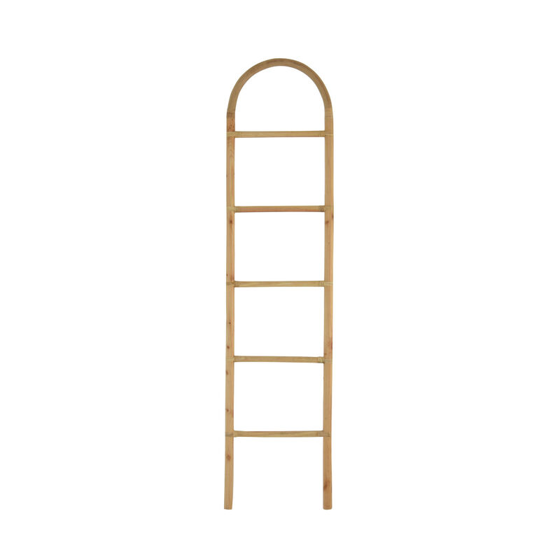 Kinu Decorative Ladder Rack with Arch Top, Natural Brown Wood, 72 Inch image number 2