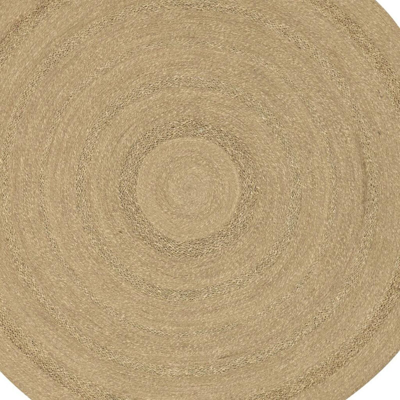 HomeRoots 6' Natural And Brown Round Handmade Indoor Outdoor Area Rug image number 3