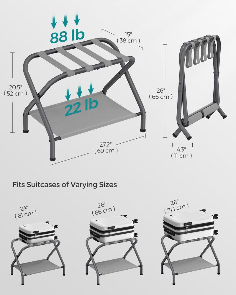 Luggage Rack with Storage Shelf - Functional Travel Accessory and Convenient Storage Solution