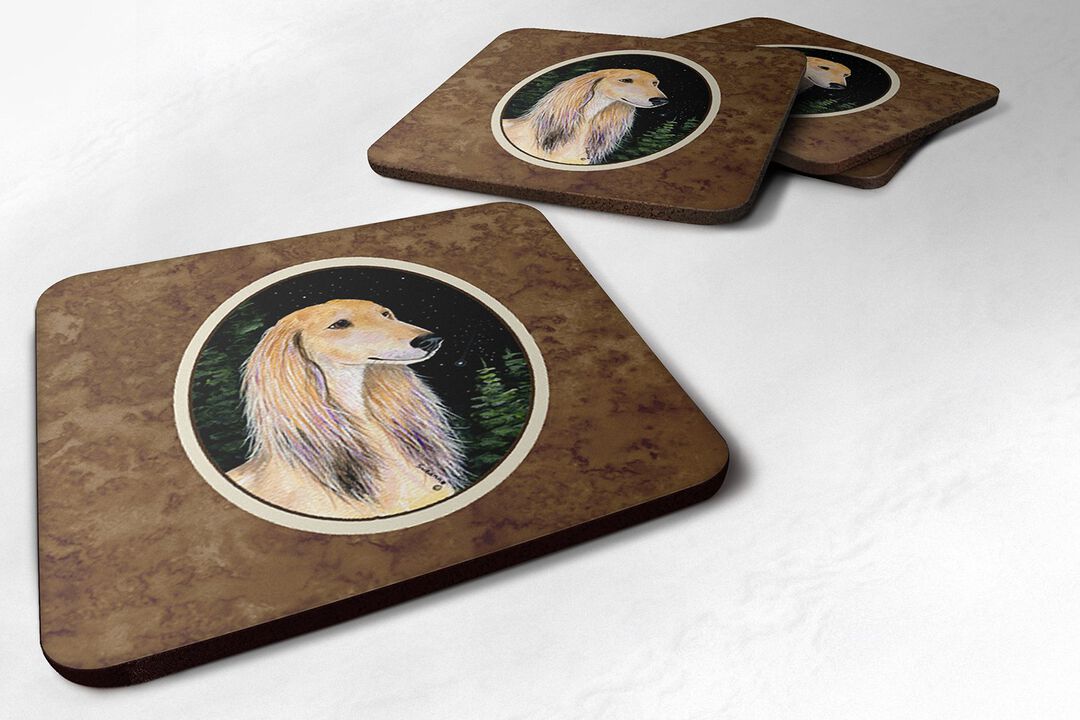 Caroline's Treasures SS8485FC Starry Night Saluki Foam Coasters Set of 4 (Set of 4), 3.5 H x 3.5 W, Multicolor