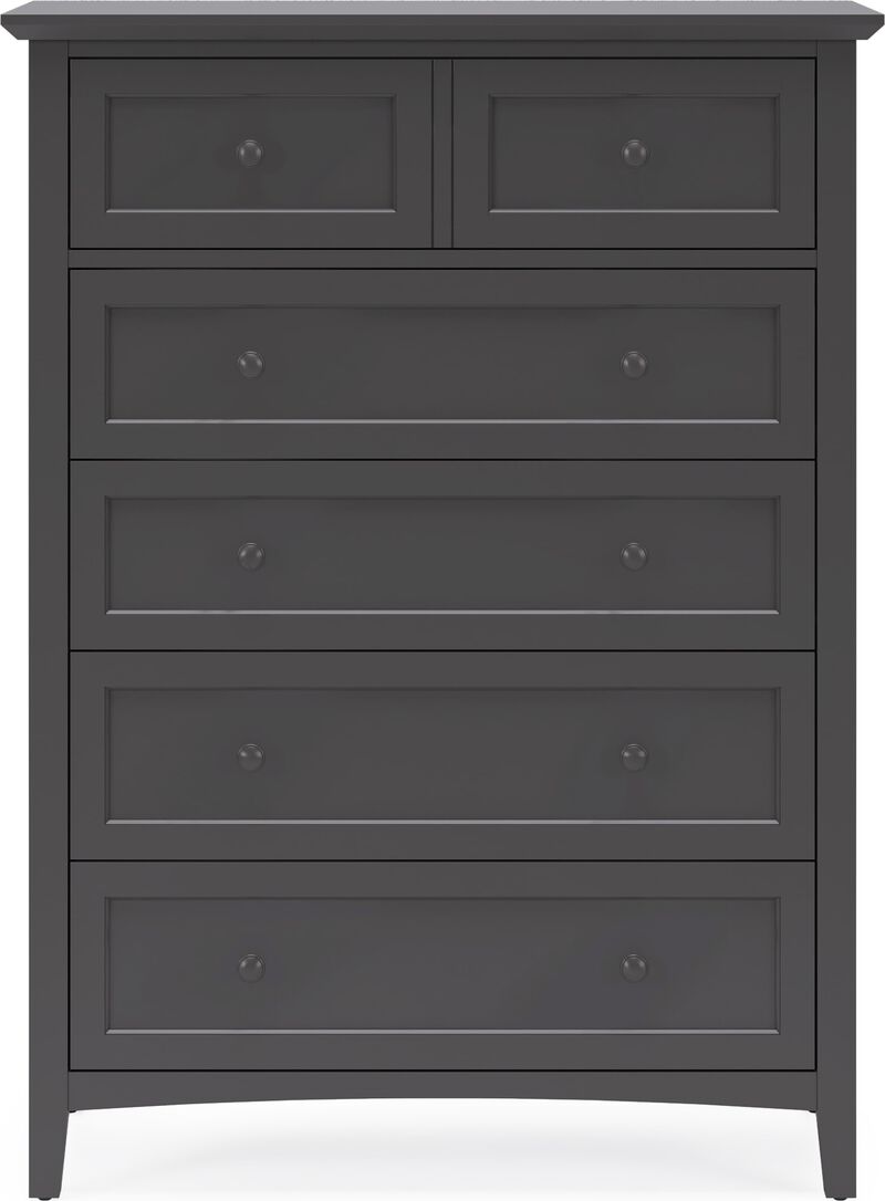 Grace Five Drawer Chest in Raven Black