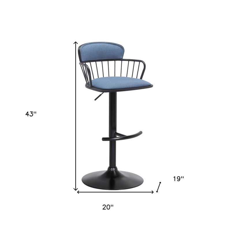 HomeRoots Fabric and Metal Adjustable-Height Bar Stool with Square Seat image number 6
