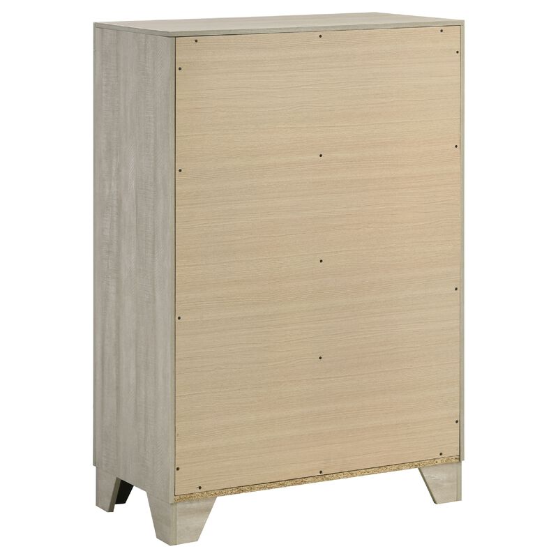 Qanto Tall Dresser Chest, 4 Drawers, Nickel Metal, Rustic Cream Wood image number 3