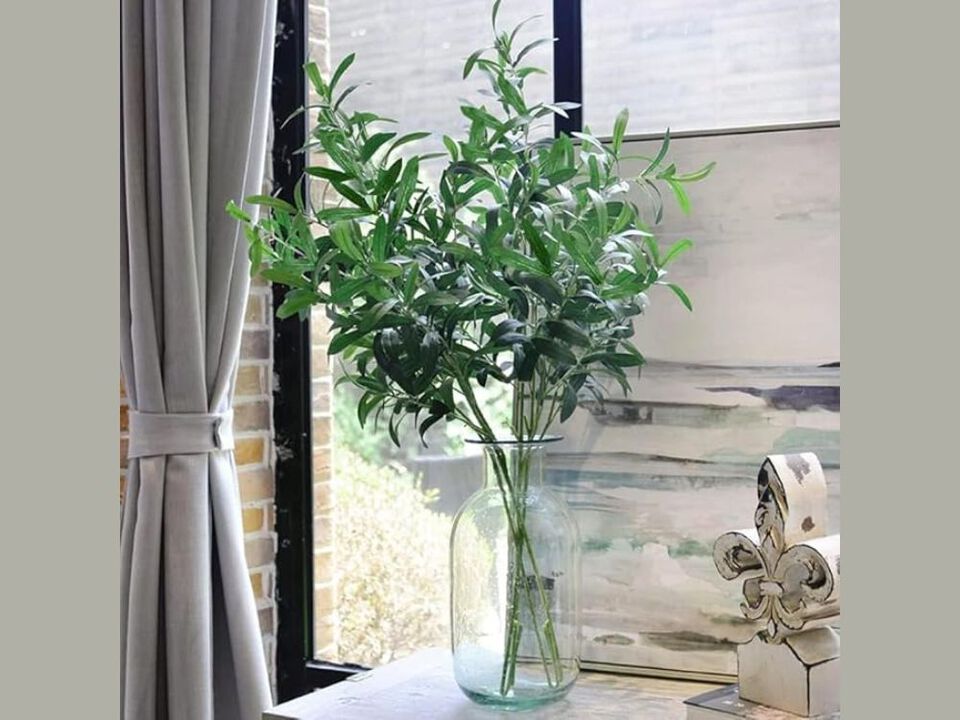 5 Piece Green Artificial Greenery Stems Vase Filler Olive Branches