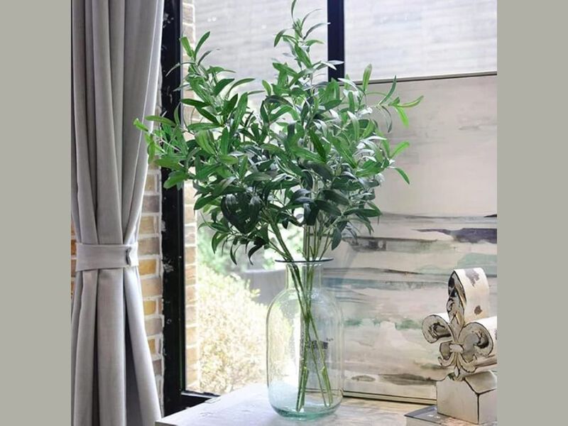 5 Piece Green Artificial Greenery Stems Vase Filler Olive Branches image number 1