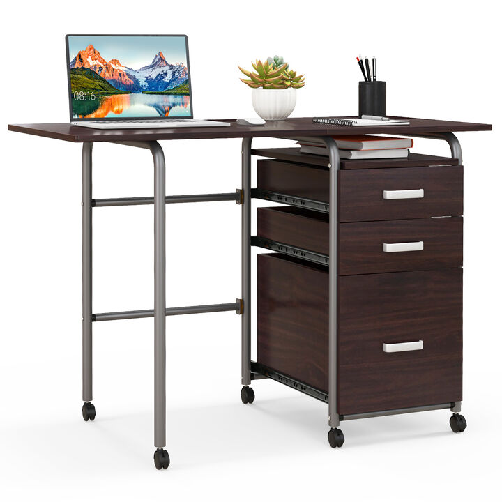 Folding Computer Laptop Desk Wheeled Home Office Furniture