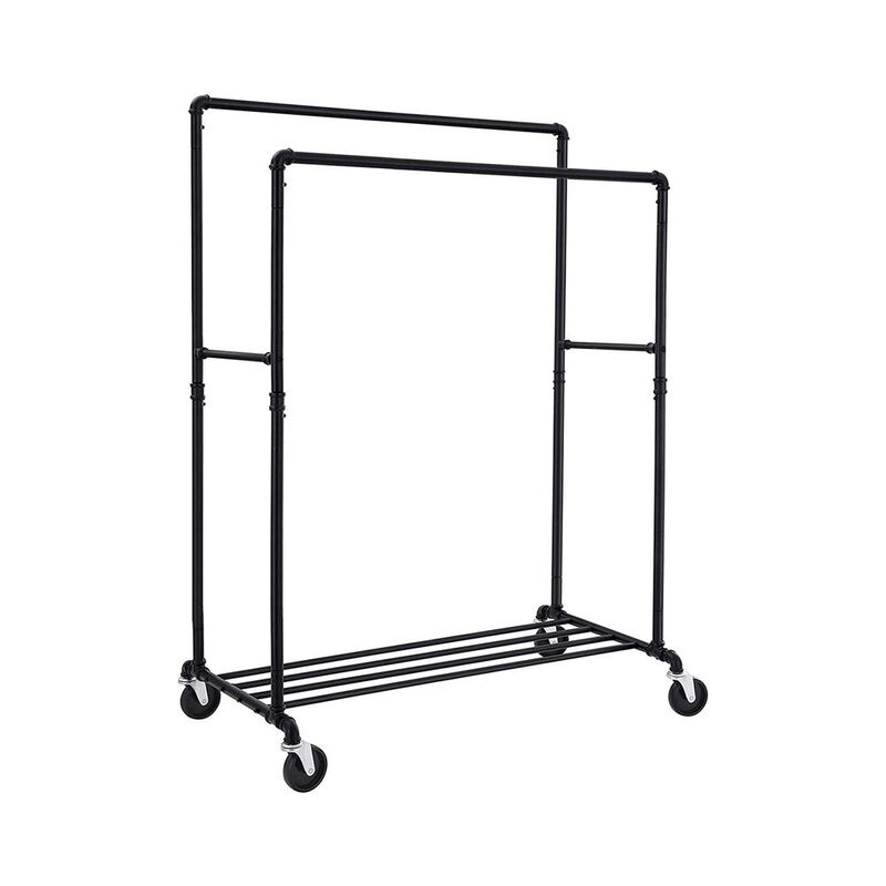 BreeBe Black Clothes Rack on Wheels with 2 Rails image number 1