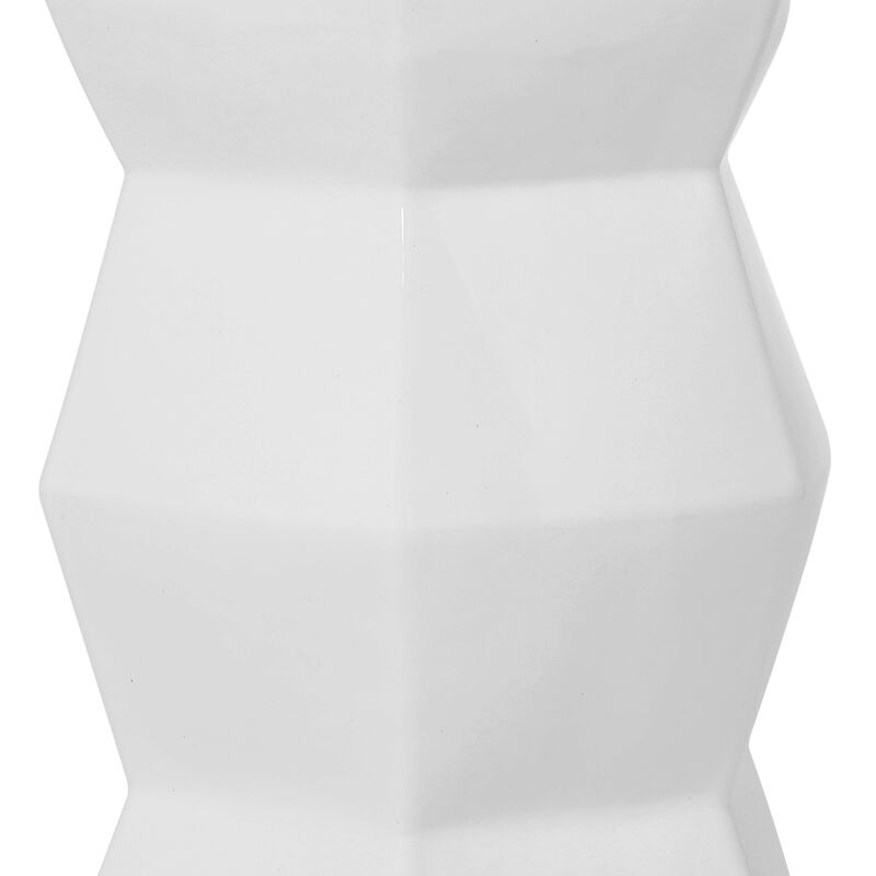 13" x 16.75" Glazed Ceramic Drum Stool - Indoor/Outdoor Side Table - Accent Garden Stool