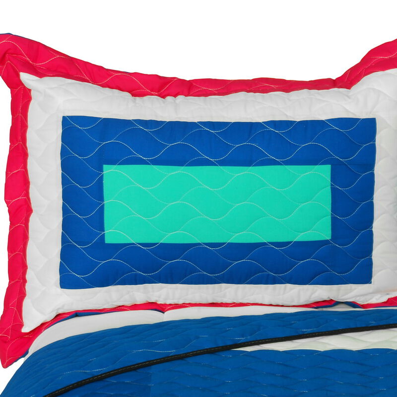 Quilted Patchwork Geometric Quilt Set Lightweight Cozy Bedding image number 4