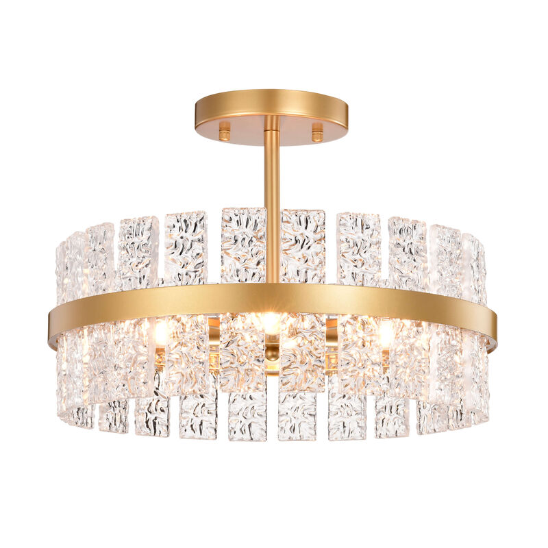 Gina Glossy Bronze 4-light Drum Glass Strip Flush Mount image number 9