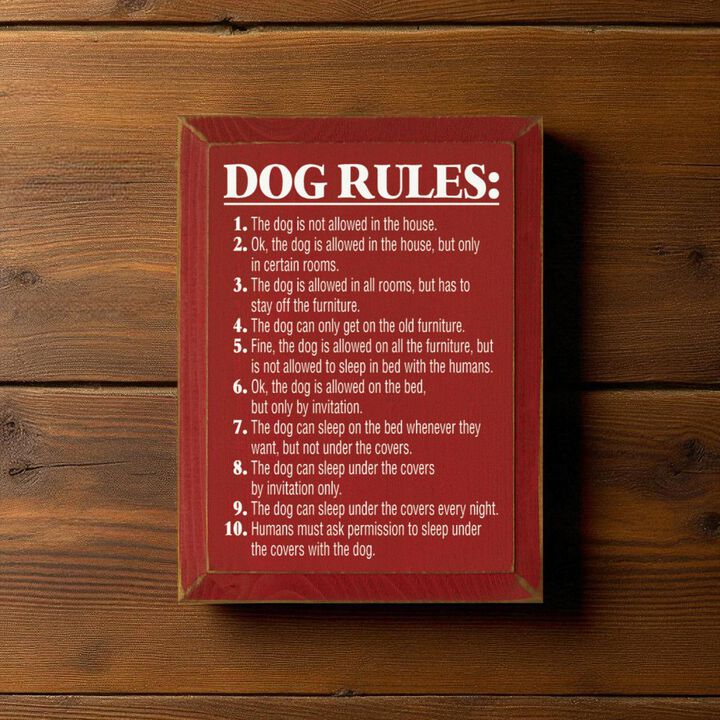 Funny Pet Rules Wood Sign Dog Lover Rustic Farmhouse Wall Hanging Decor