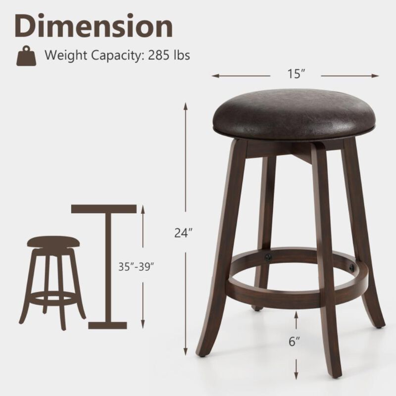 Hivvago Set of 2 Upholstered PU Leather Bar Stool with 360&deg; Swivel Round Seat