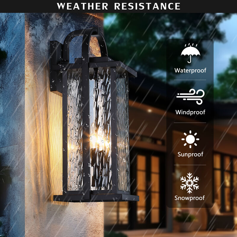20" Modern 2-Light Outdoor Wall Lantern image number 3