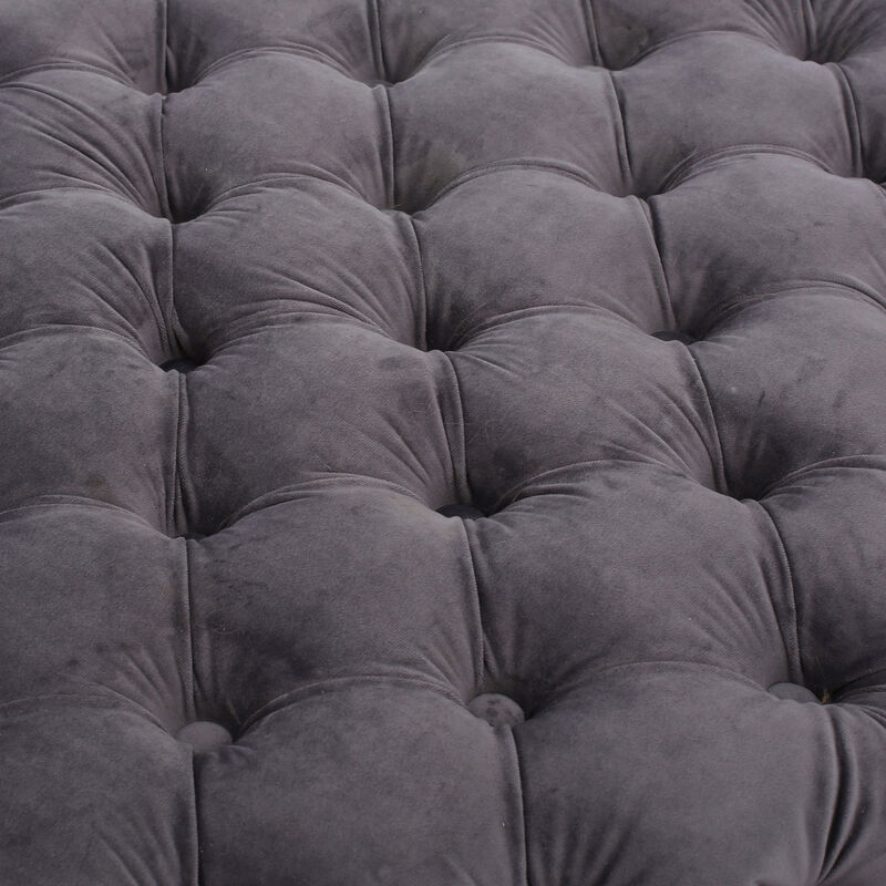 Streamdale Modern Velvet Glam Ottoman with Diamond Stitching image number 8