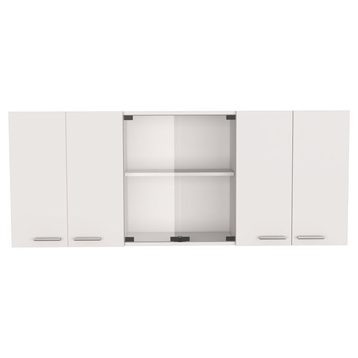 DEPOT E-SHOP Oceana 150 Wall Double Door Cabinet With Glass, Four Interior Shelves, Glass Cabinet