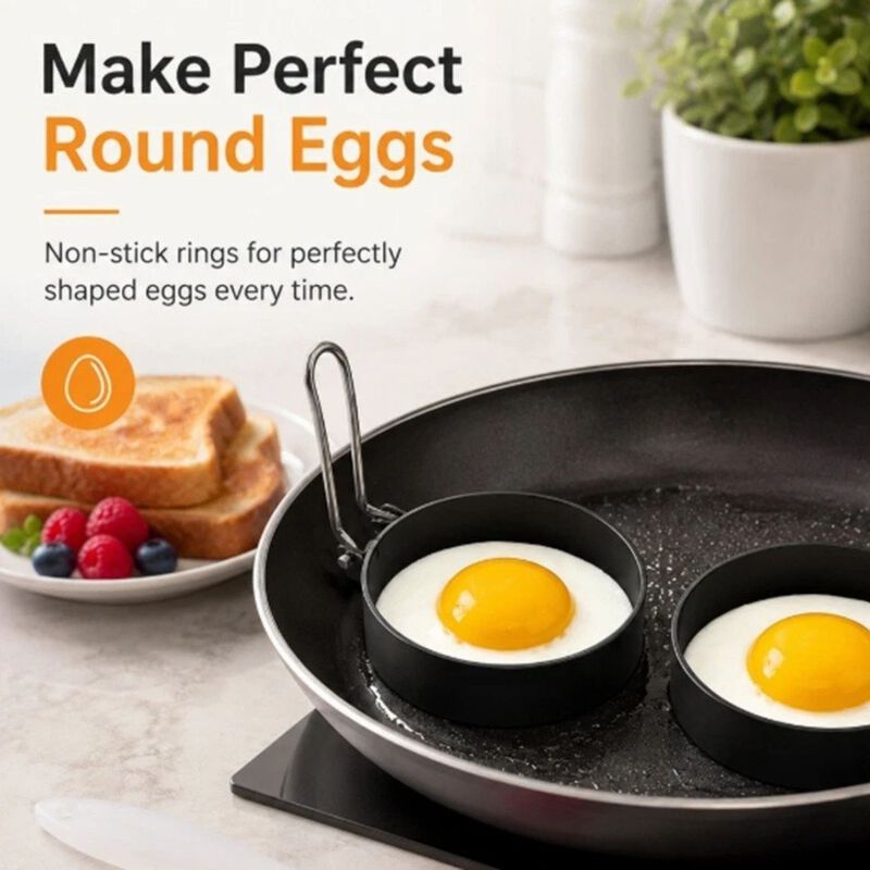 Pack of 2 Nonstick Egg Pancake Shaper Rings with Brush image number 3