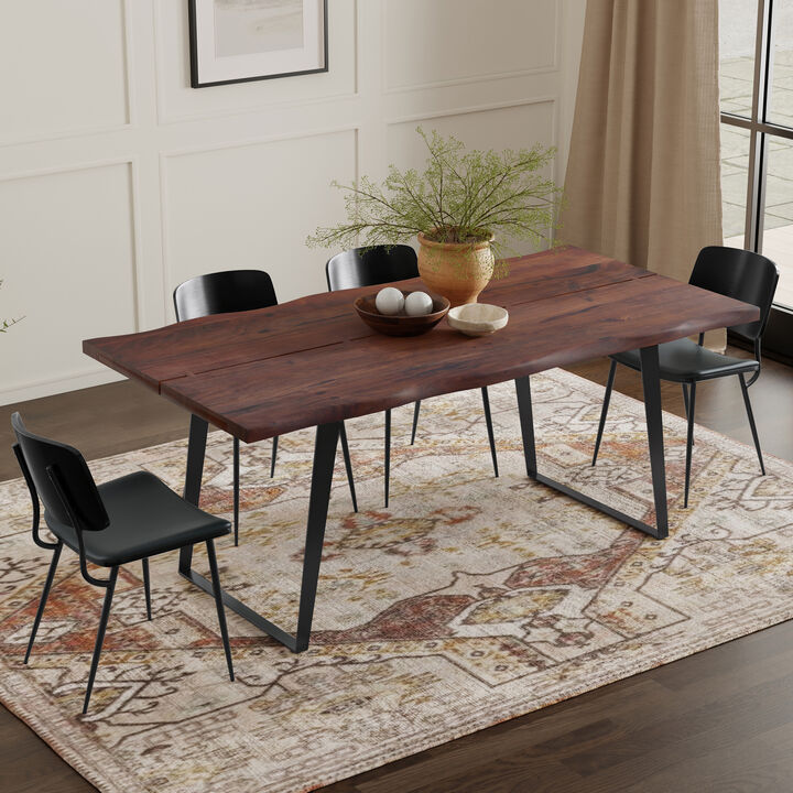 Delta 72 inch x 36 inch Rectangle Modern Industrial Dining Table in Dark Walnut