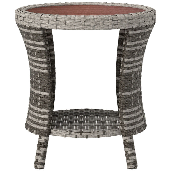Hivvago 2-Tier Outdoor Wicker End Table