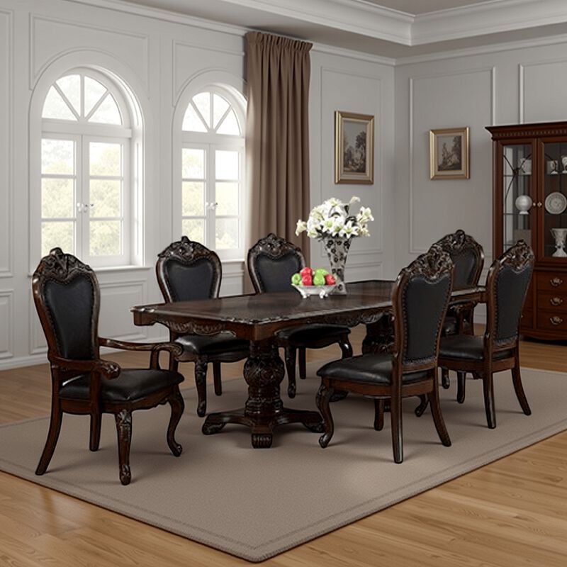 Zenie Dining Table, Extension Leaf, 77-95 Inch, Cherry Brown Solid Wood image number 6
