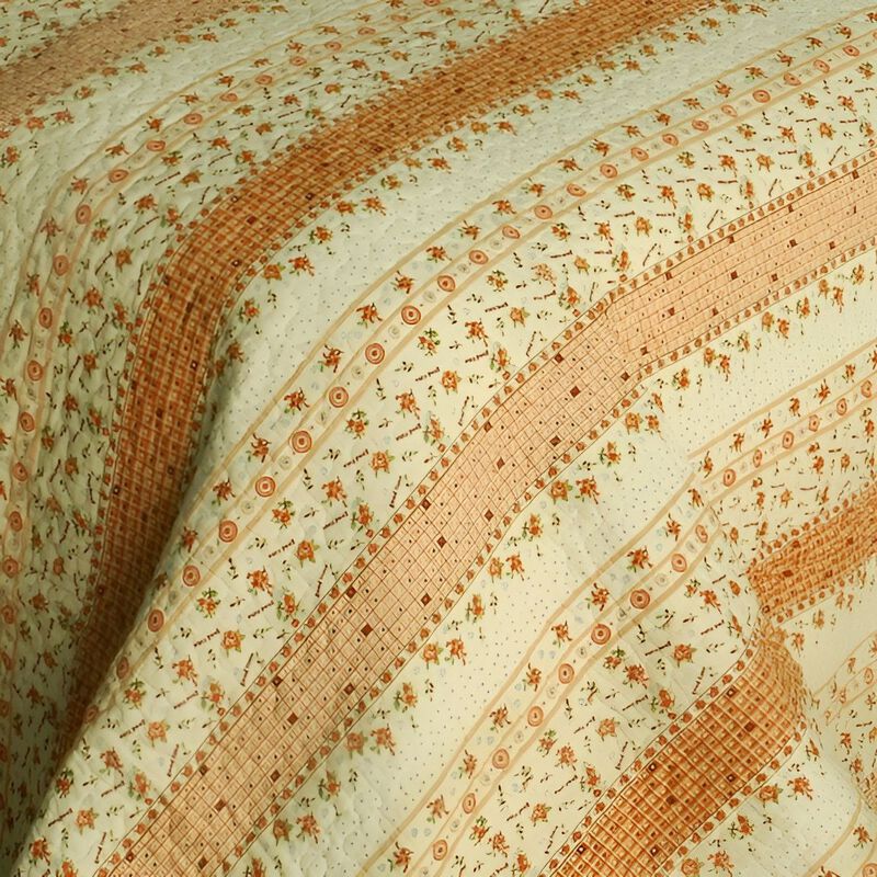 3PC Cotton Vermicelli-Quilted Printed Quilt Set Soft Cozy Bedding image number 2