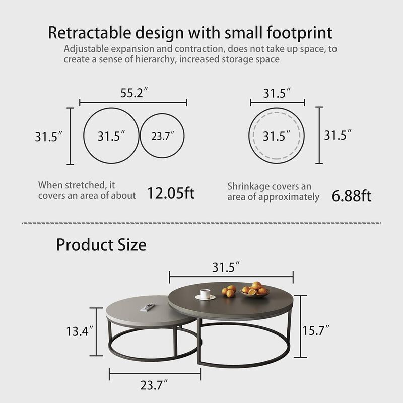 Round nesting coffee tables 2-piece