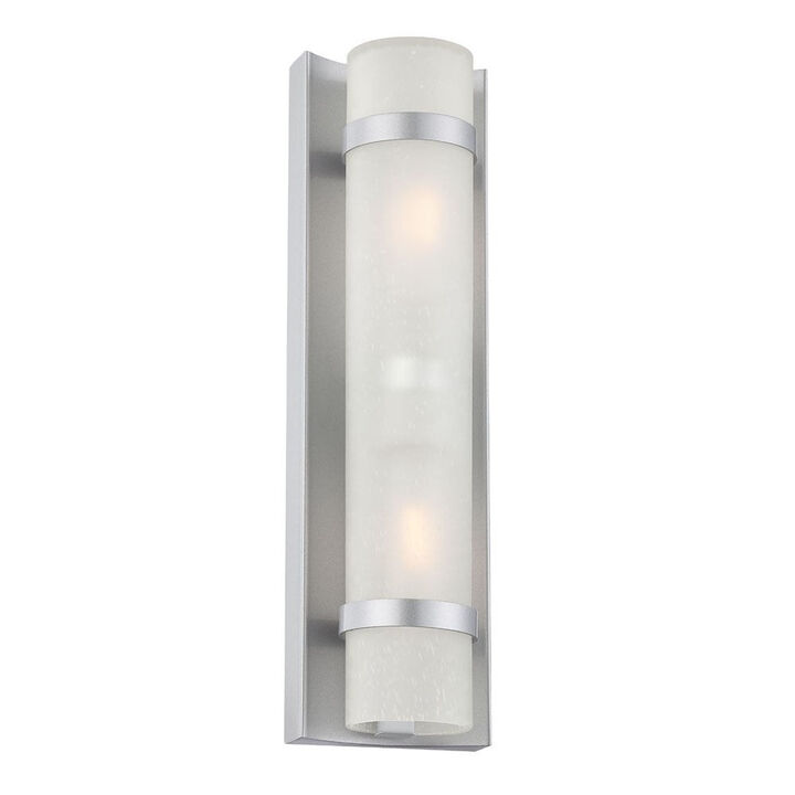 Homezia Two Light Brushed Silver and White Glass Wall Sconce