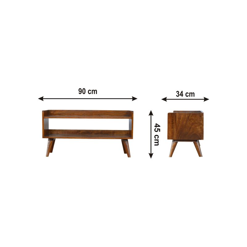 Solid Wood Nordic Chestnut Finish Storage Bench