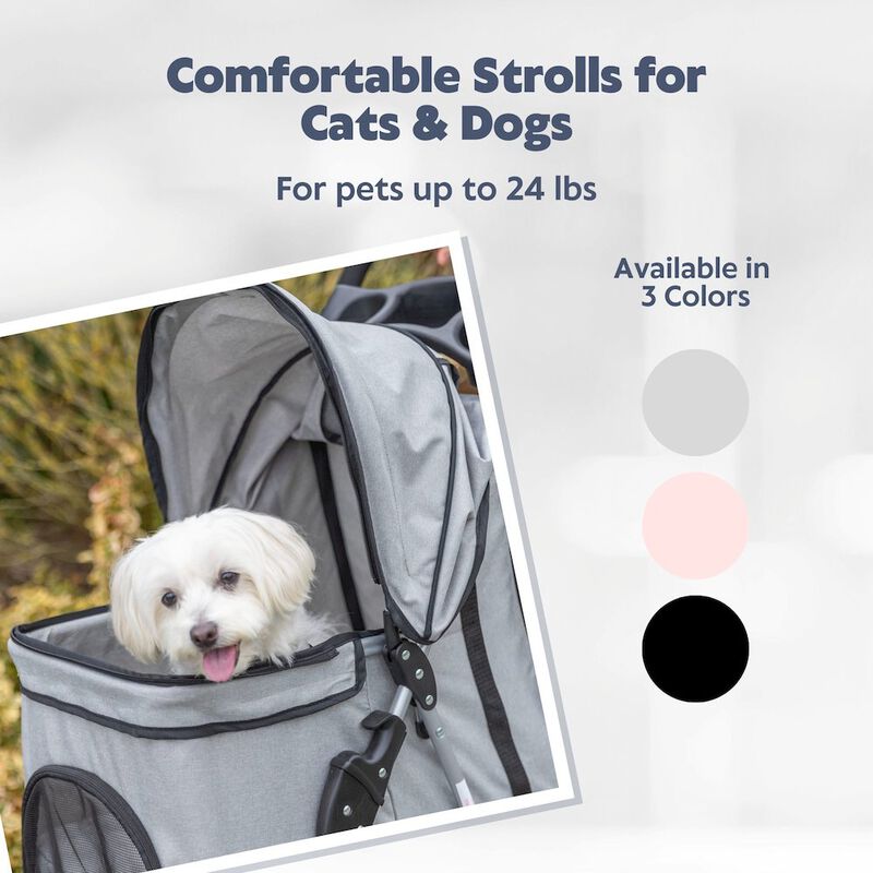 TRIXIE 3-Wheeled Foldable Dog & Cat Stroller with Canopy and Storage Compartments image number 4