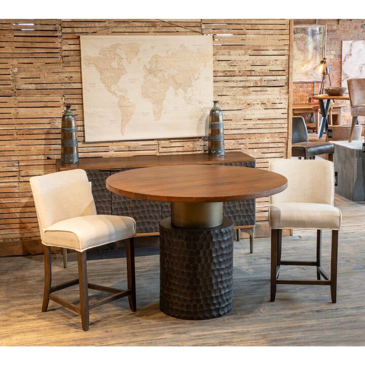 World Interiors Vallarta 48 Carved Gathering Table in Mango Wood with Two Toned Finish