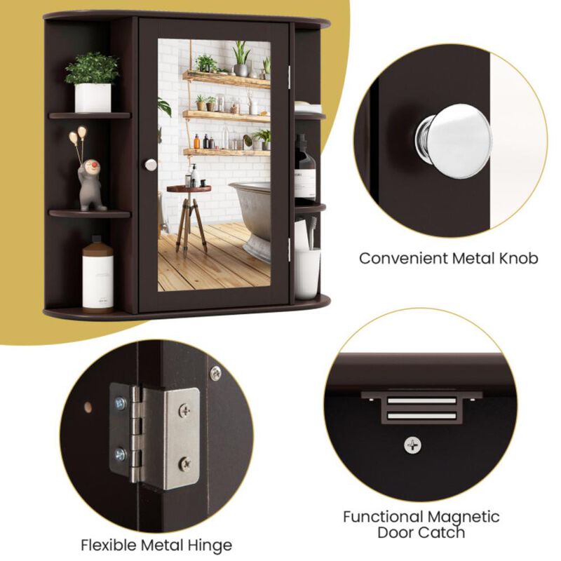 Hivvago Wall-Mounted Bathroom Mirror Cabinet with Storage Shelves