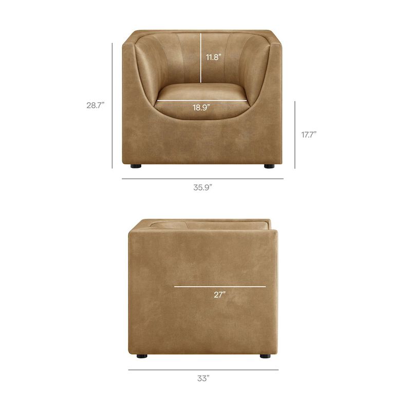 Hilda Curved Back Vegan Leather Armchair image number 2