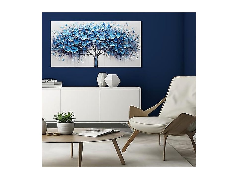 Tree Life Wall Art Bedroom Blue Decor Living Room 20 X 40 Inch