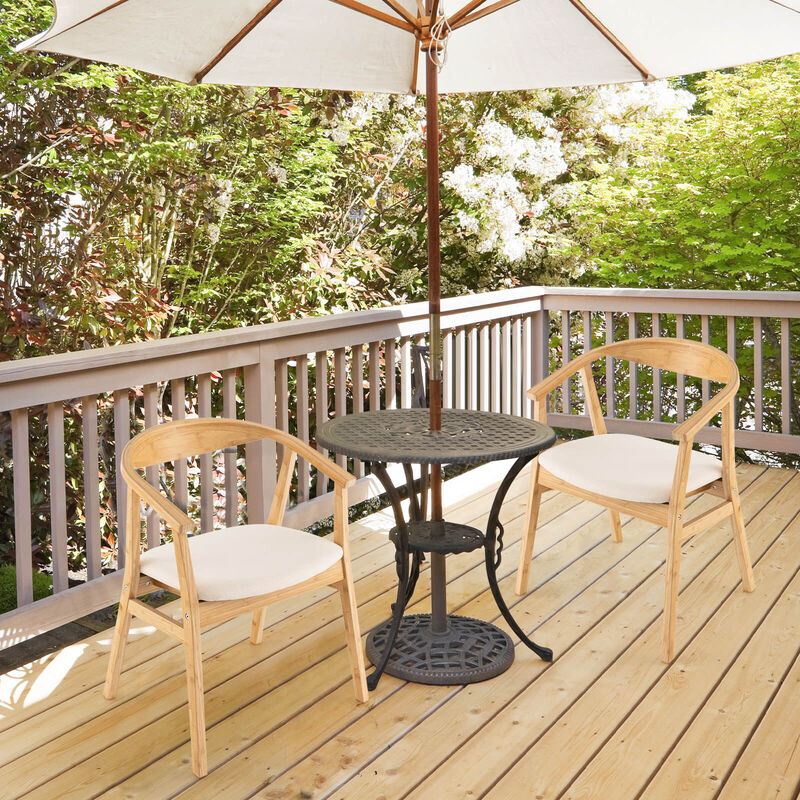 Bamboo Accent Chair with Armrest and Curved Backrest-Natural