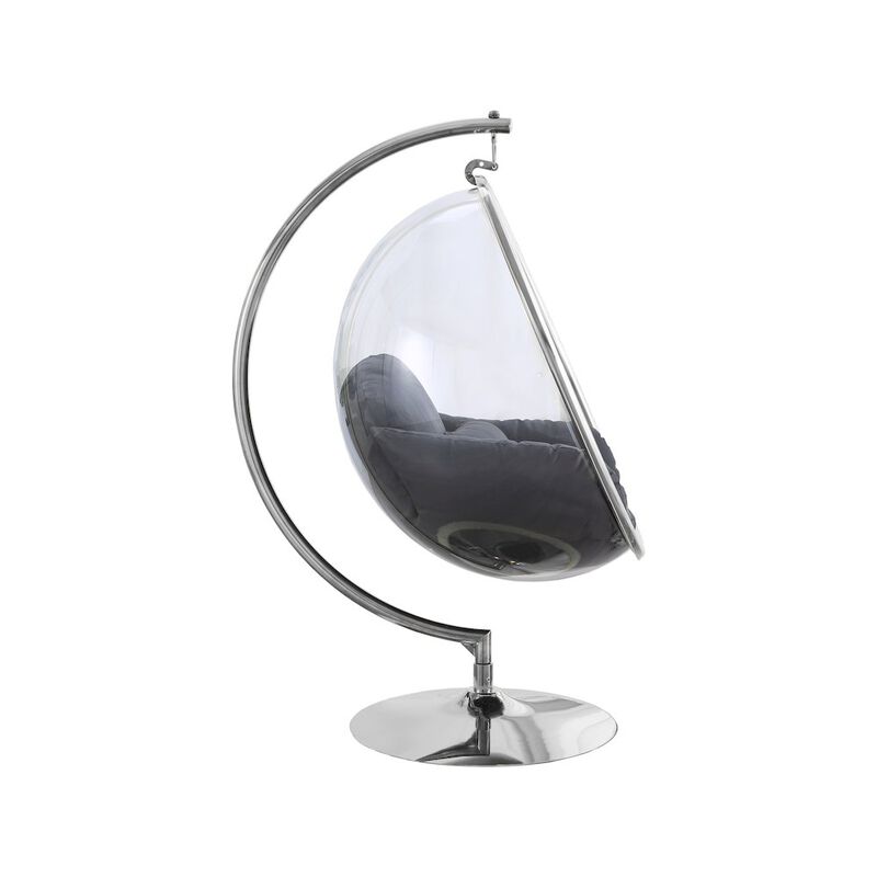 Meridian Furniture Luna Grey Durable Fabric Acrylic Swing Chair
